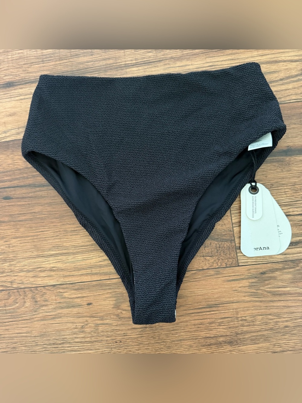 Prana Lahari Scrunch High Rise Bottom Black Textured Bikini XS NEW Beach Resort
